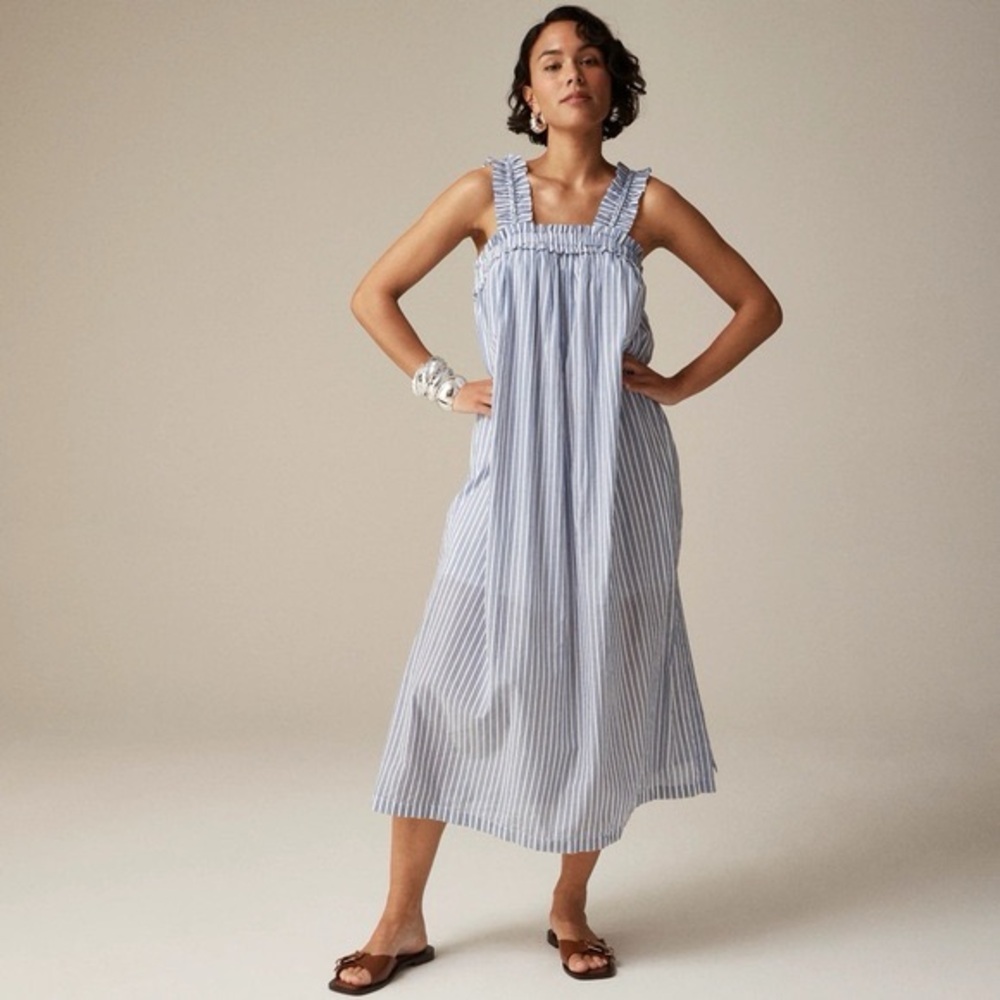 J.Crew striped lightweight flowy cotton maxi dress - small